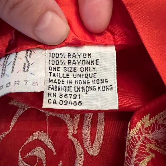 Vintage Dragon Phoenix Embroidered Kimono Robe Red Satin Asian Lounge OS - Picture 8 of 10